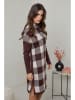 Soft Cashmere Gebreide jurk bruin/crème