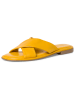 Tamaris Skórzane klapki w kolorze żółtym