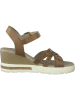 Tamaris Skórzane sandały w kolorze brązowym na koturnie