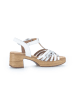 Gabor Skórzane sandały w kolorze srebrno-białym na obcasie