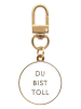 Eulenschnitt Schlüsselanhänger "Du bist toll" in Weiß - (B)3,2 x (H)6,8 cm