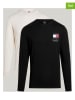 TOMMY JEANS 2er-Set: Longsleeves in Schwarz/ Creme