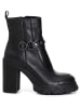 Cafe Noir Leder-Stiefeletten in Schwarz
