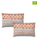 ethere Perkalowe poszewki (2 szt.) "Teka" w kolorze biało-pomarańczowym na poduszkę