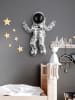 Evila Wanddecoratie "Cosmonaut" zilverkleurig - (B)35 x (H)47 x (D)10 cm