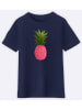 WOOOP Shirt "Floral pineapple" donkerblauw