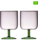 Lyngby Glas 2er-Set: Weinglas in Rosa/ Grün - 300 ml
