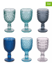 Villa d´Este Kieliszki (6 szt.) w kolorze błękitno-turkusowo-granatowym - 280 ml