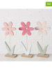 Boltze 3-delige set: decoratieve objecten "Fluffy" roze/lichtroze/groen - (H)32 cm