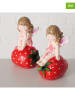 Boltze 2-delige set: decoratieve figuren "Britty" rood - (H)11 cm