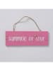 Boltze 2er-Set: Schild "Summer of Love" in Türkis/ Pink - (B)30 x (H)10 cm