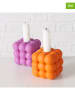 Boltze 2er-Set: Kerzenständer "Bubbly" in Orange/ Lila - (B)8,5 x (H)8,5 cm
