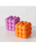 Boltze 2-delige set: kaarshouders "Bubbly" oranje/paars - (B)8,5 x (H)8,5 cm