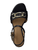 Marco Tozzi Skórzane sandały w kolorze czarnym na obcasie