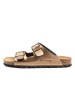 billowy Pantoletten in Braun/ Gold