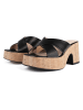 loft37 Leder-Pantoletten in Schwarz/ Beige