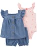 carter's 3tlg. Outfit in Blau/ Rosa