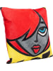 Kare Leder-Kissen "Betty Red Hair" in Rot/ Grau/ Gelb - (L)40 x (B)40 cm