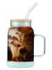 Vialli Design Glas met rietje lichtblauw - 600 ml