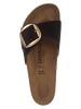 Birkenstock Leder-Pantoletten "Madrid Big Buckle" in Schwarz