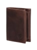 HIDE & STITCHES Leren portemonnee bruin - (B)18 x (H)11 x (D)5 cm
