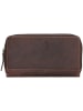 HIDE & STITCHES Leren portemonnee bruin - (B)19 x (H)10 x (D)2 cm