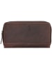 HIDE & STITCHES Leren portemonnee bruin - (B)19 x (H)10 x (D)2 cm