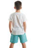 Denokids 2-delige outfit "Beach Croco" wit/turquoise