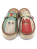 Calceo Clogs in Türkis/ Beige/ Rot