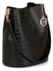 Mia Tomazzi Leren schoudertas zwart - (B)28 x (H)26 x (D)10 cm