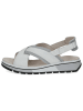 Caprice Skórzane sandały w kolorze białym na koturnie