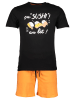ALAN BROWN Pyjama in Schwarz/ Orange