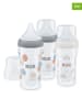 NUK 3-delige babyflessenset "Perfect Match - Regenboog + Takken" grijs