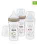 NUK 3-delige babyflessenset "Perfect Match - Regenboog + Hart" beige