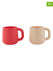 OYOY mini 2-delige set: koppen "Mellow" rood/beige - (H)10 cm - Ø 7 cm