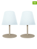 lumisky 2er-Set: LED-Tischleuchten "Twins" in Weiß/ Beige - Ø 11 x (H)16 cm