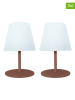 lumisky 2-delige set: ledtafellampen "Twins" bruin/wit - Ø 11 x (H)16 cm
