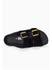 BACKSUN Leren slippers "Bali" zwart