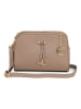 Mia Tomazzi Leren schoudertas taupe - (B)24 x (H)16 x (D)8 cm