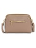 Mia Tomazzi Leren schoudertas taupe - (B)24 x (H)16 x (D)8 cm