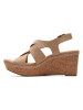 Clarks Leder-Keil-Sandaletten in Beige