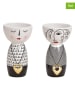 G. Wurm 2-delige set: vazen "Vrouw met Hart" zwart/wit - (H)16 x Ø 9 cm