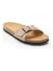 Mandel Leren slippers taupe