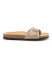 Mandel Leder-Pantoletten in Taupe