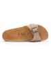 Mandel Leren slippers taupe
