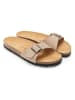 Mandel Leren slippers taupe