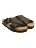 Mandel Leren slippers bruin