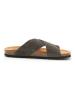 Mandel Leren slippers antraciet
