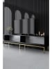 Evila TV-meubel "Lord" zwart/goudkleurig - (B)180 x (H)47 x (D)30 cm