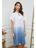Fleur de Lin Leinen-Kleid in Weiß/ Hellblau